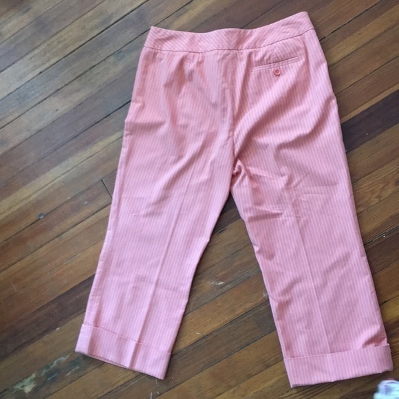 Ann Taylor Peach pin striped culottes with cuffs - Picture 6 of 10